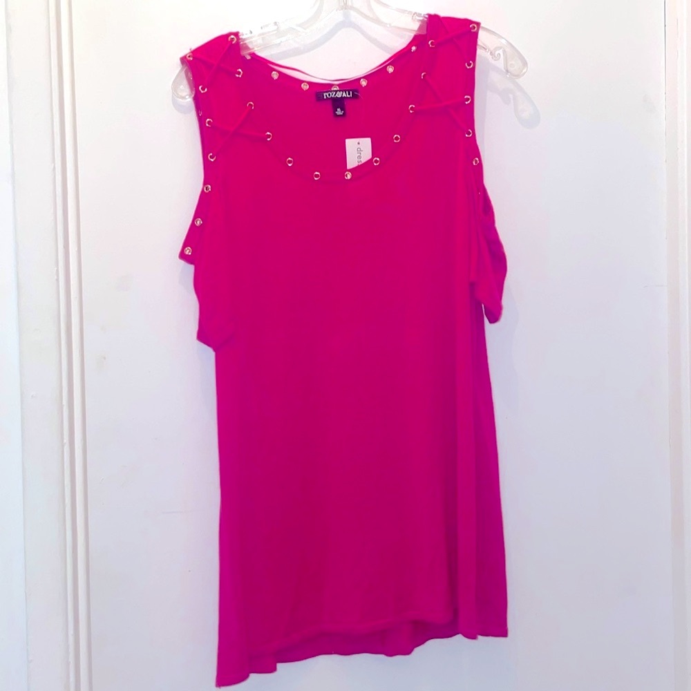 Roz and Ali knit sweater hot pink cap sleeve size XL